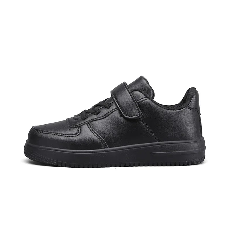 Chaussures noires pour enfants, baskets de sport en cuir pour garçons de 6 à 12 ans, décontractées, de Tennis, nouvelle collection 2024