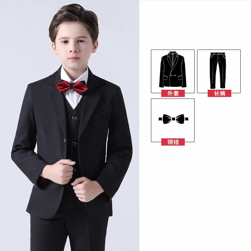 Children's Wedding Show Suit, Formal Suit, Blazer, Jacket, Pants, Bow Tie, 3 Pieces