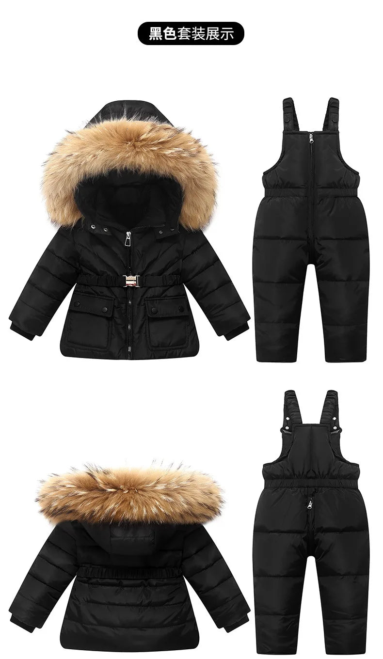 OLEKID 2025 hiver enfants fille doudoune enfant en bas âge fille combinaison 2 pièces ensemble de vêtements 1-5 ans enfants bébé filles vêtements d'extérieur vêtements de neige