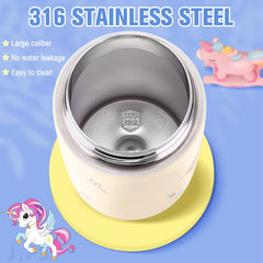 400ML enfants bouteille d'eau dessin animé Animal tasse pour enfants avec paille en acier inoxydable flaques sous vide bouteille Thermos tasse thermique tasses