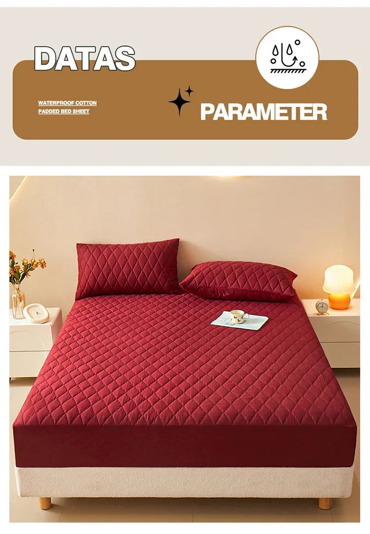 Housse de matelas 100% imperméable, drap-housse épais de couleur unie, simple/Queen/King, 135x200cm, 160x200cm, housse de lit souple