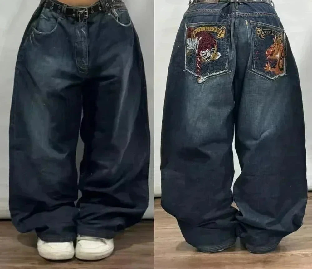 Jeans à jambes larges unisexes pour femmes, pantalons de vadrouille chauds, Street Y2K, Hip Hop, Joker Respzed, New Clearance Spot, American Fashion