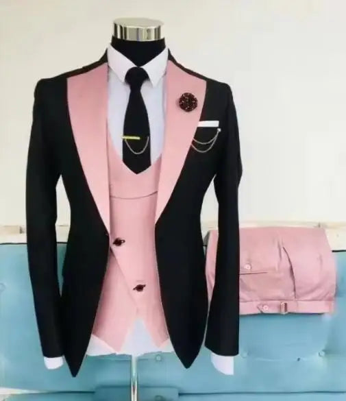 New Men's Suit Popular Luxury Clothing Party Stage Men's Suit Groomsmen Regular Fit Tuxedo 3 Piece Set Jacket + Pants + Vest