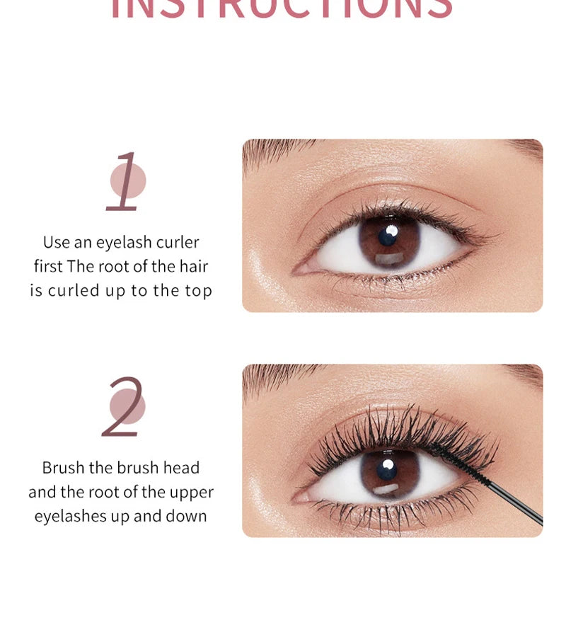 Mascara imperméable et sans maquillage, base allongée, cryptée, mince, bouclée et durable sans bavure