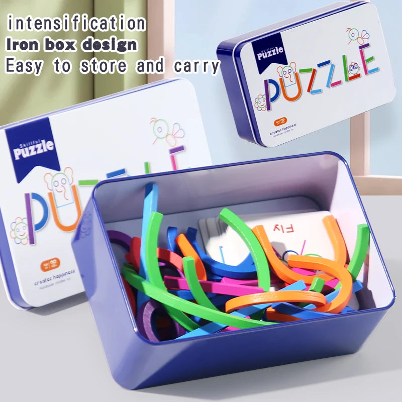 Jouets de puzzle pour l'éducation précoce des enfants, anneaux créatifs en bois, bâtons, puzzles, formation à la pensée logique abstraite, parent-enfant