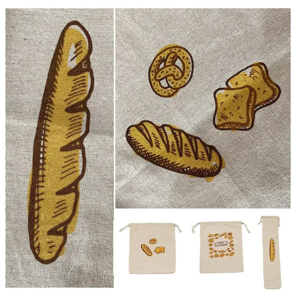 Sacs à pain en lin réutilisables avec cordon de serrage, grand rangement lavable, accessoires alimentaires, sac de rangement du pain, organisateur de cuisine non blanchi à la maison