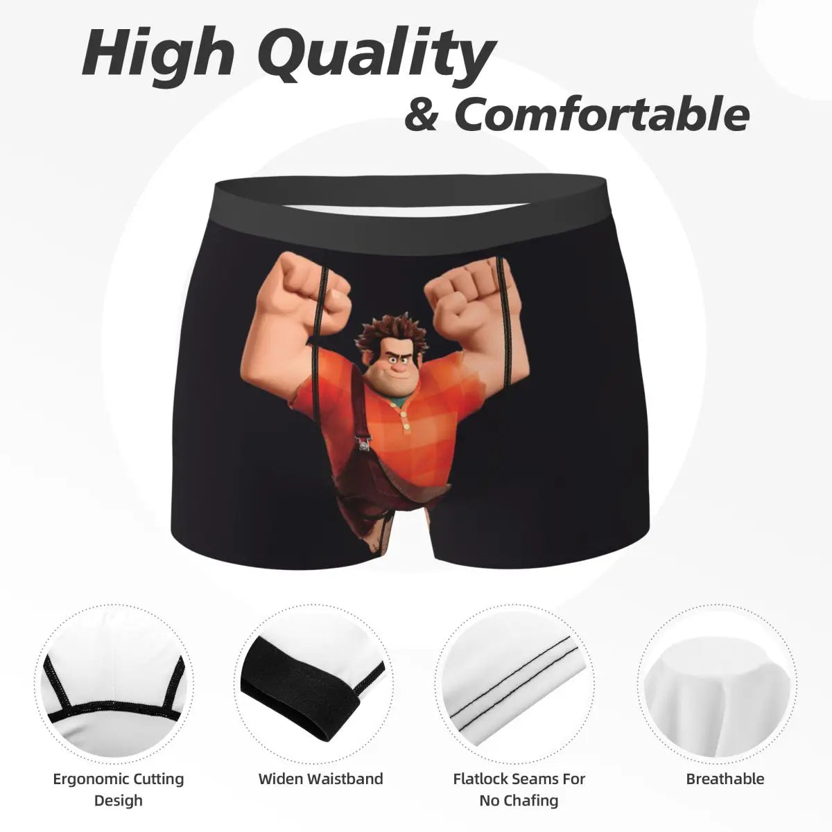 Wreck-It Ralph Men's Boxer Briefs, Breathable Underwear for Men, Boyfriend Gift
