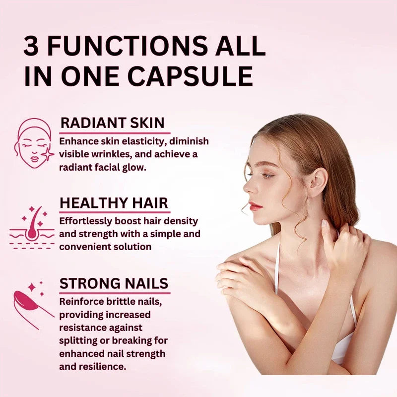 Collagène + Vitamine C plus Biotine, Soutien Anti-âge, Anant Anticontinuité, Éclaircissant, Peau, Cheveux & Supplément N64., 120 Capsules