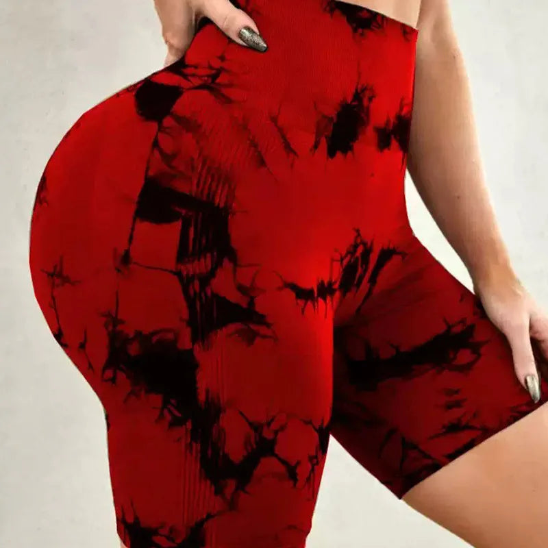 Short de Yoga Tie-Dye pour femmes, short de sport à haute élasticité, Push Up, course à pied, entraînement, Fitness, Leggings de sport courts pour femmes