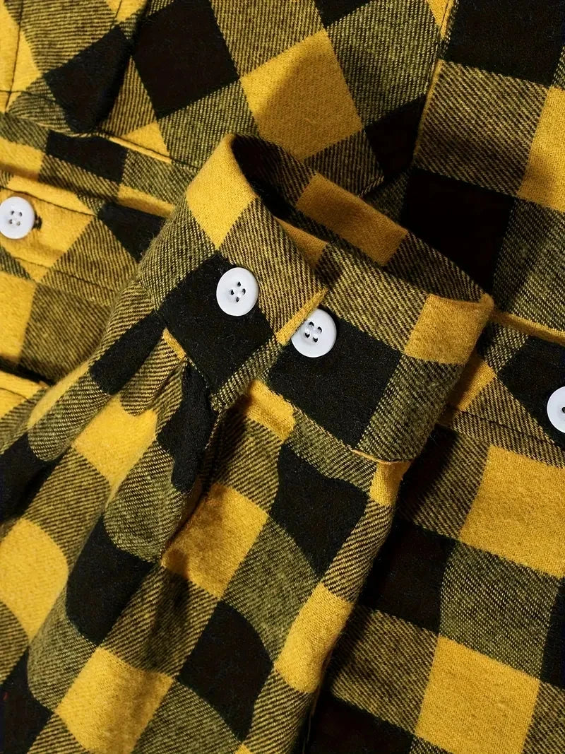 Chemises pour hommes simple boutonnage classique Plaid intelligent décontracté chemise en flanelle à manches longues poitrine deux poches conception printemps automne hommes hauts