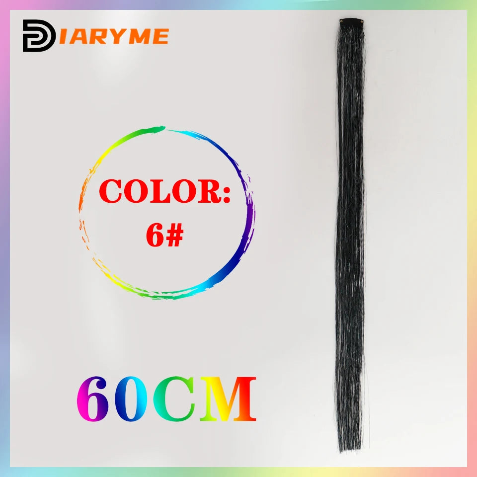 Colorful curly synthetic hair extensions for girls, long clip-in hairpiece, multicolored party strands, wig piece, for women and children