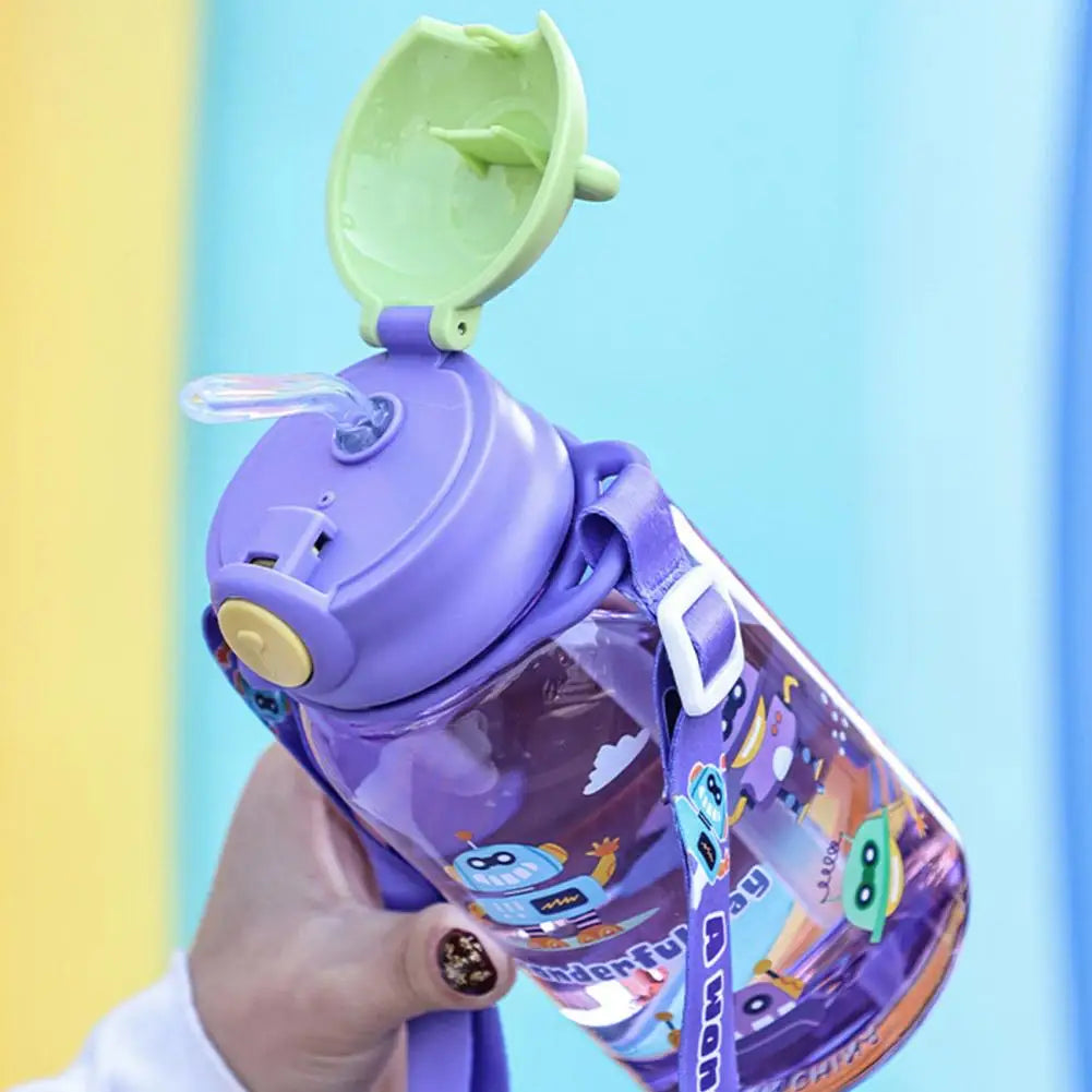 Bouteille d'Eau Portable avec Paille pour Enfant, Sans BPA, Étanche, pour l'Extérieur, 650ml