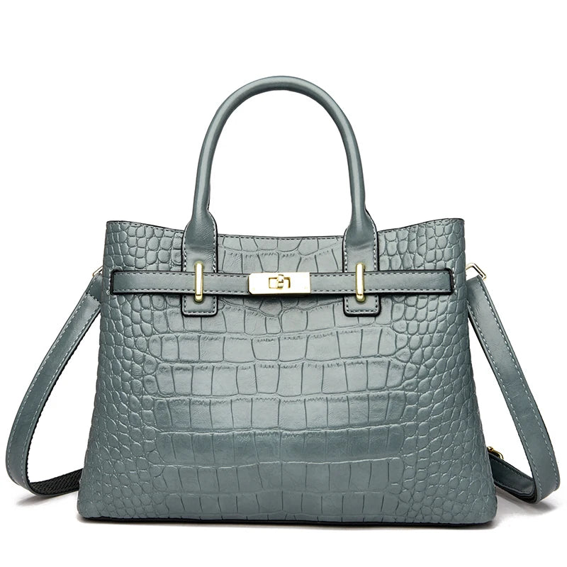 Famous brand women's handbags, high quality crocodile stripe three-piece designer shoulder bag/tote bag 