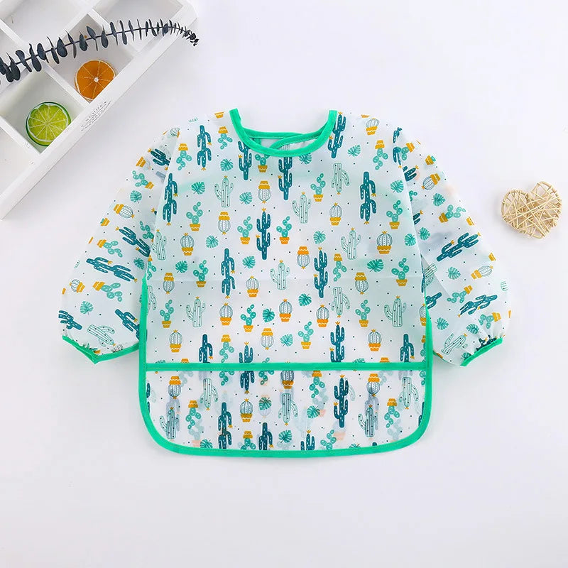 Bavoirs pour bébé, mignon, articles pour bébé, imperméable, manches longues, Smock artistique, tablier d'alimentation pour enfants