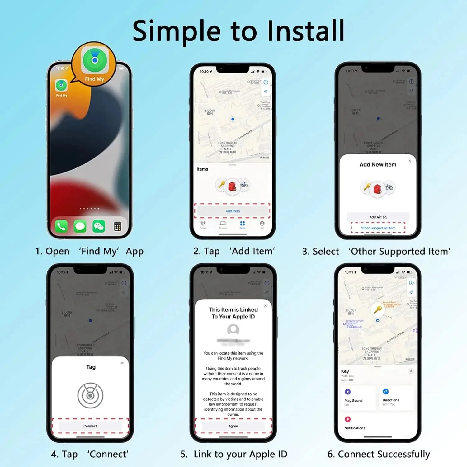 Le traceur GPS Bluetooth intelligent fonctionne avec Find My APP dispositif de rappel Anti-perte sans fil pour localisateur d'iphone clé enfants Finder