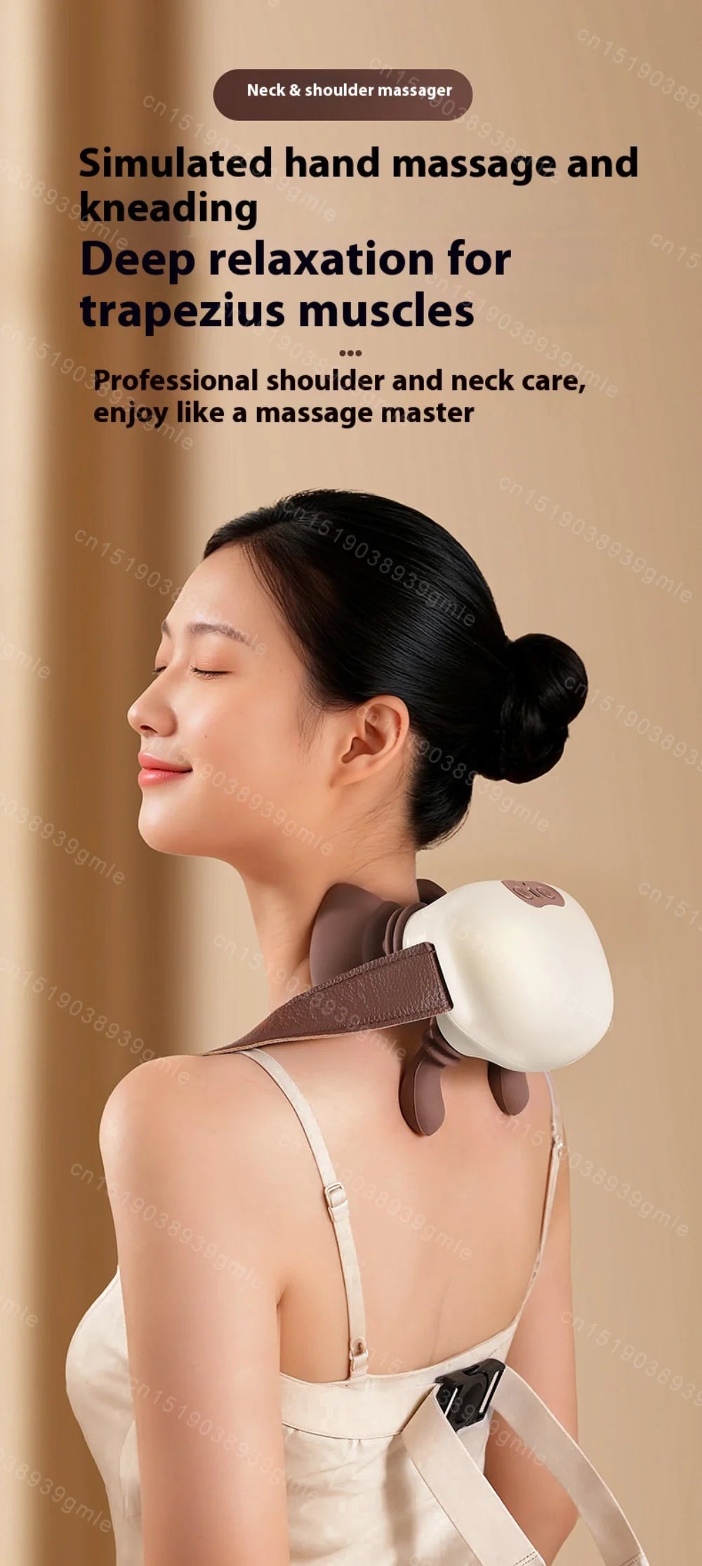 Electric muscle massager for the neck and shoulders, cordless, shoulder and back kneading, shawl, neck massage, relaxation, pain relief