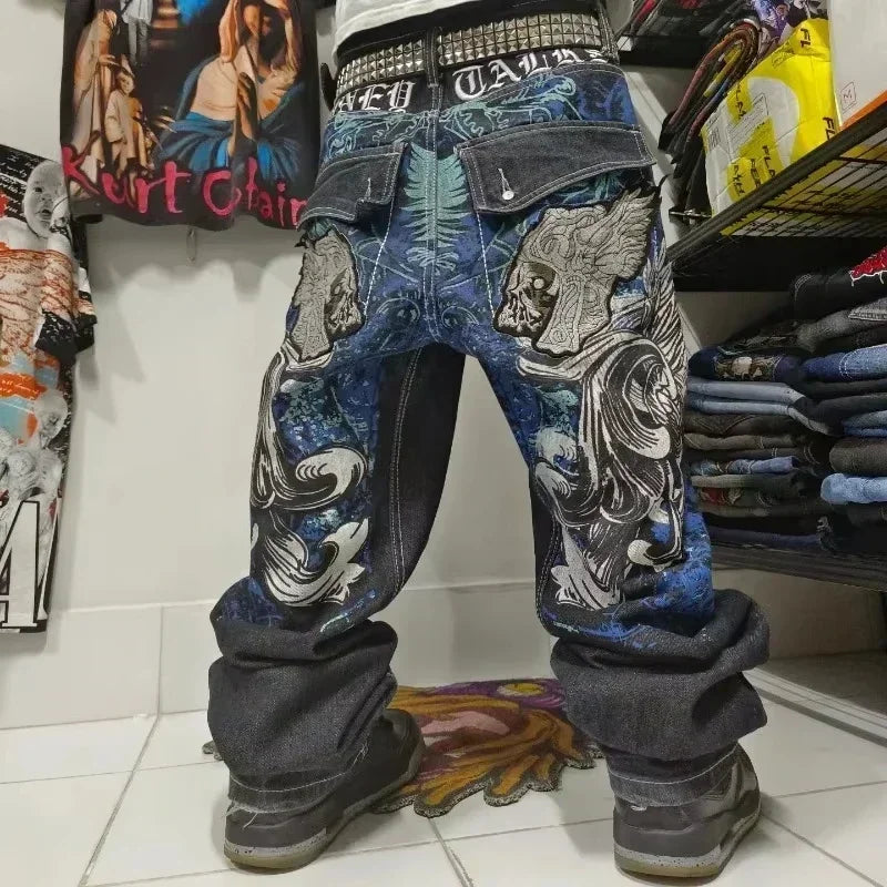 Jeans à jambes larges unisexes pour femmes, pantalons de vadrouille chauds, Street Y2K, Hip Hop, Joker Respzed, New Clearance Spot, American Fashion