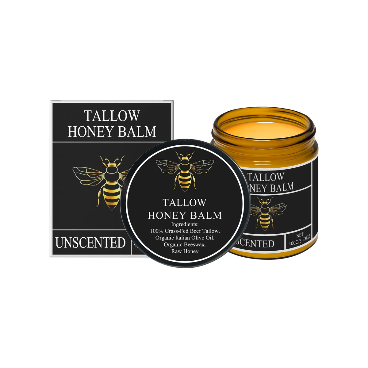 Tallow de boeuf pour la peau Tallow et baume au miel herbe biologique alimenté crème hydratante pour le visage fouettée Lotion pour le corps hydratante en profondeur