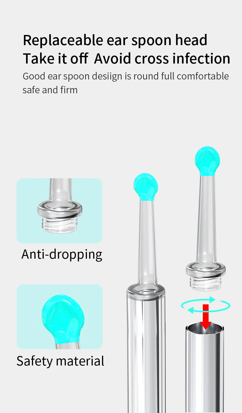 NE3 nettoyeur d'oreilles outil de retrait de cire d'oreille de haute précision avec caméra LED Otoscope sans fil Kit de nettoyage d'oreille intelligent meilleur cadeau