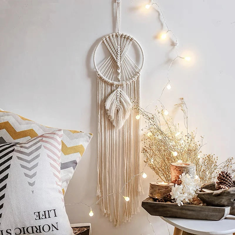 Nordic Style Macrame Wall Sconce for Baby and Child's Room, Boho Home Decor with Moon, Ramadan