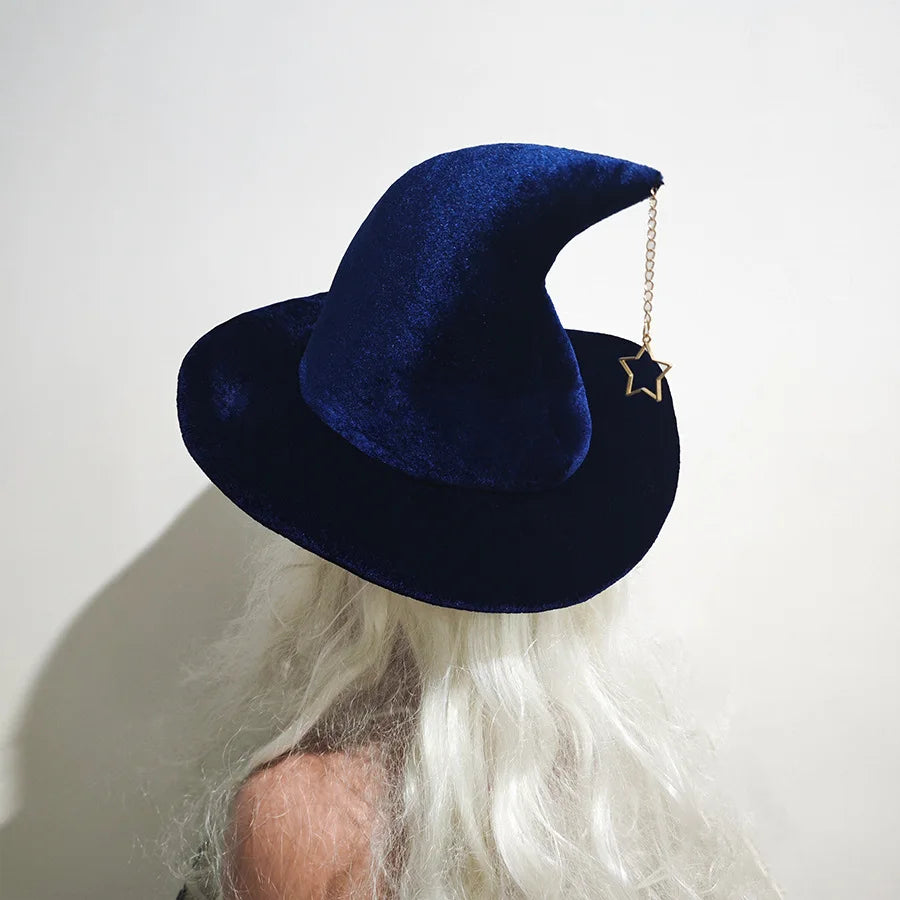 Chapeau de sorcière d'halloween pour enfants et adultes, avec motif étoile mon, chapeau de magicien, Costume de Cosplay, accessoires de déguisement amusants pour fête d'halloween