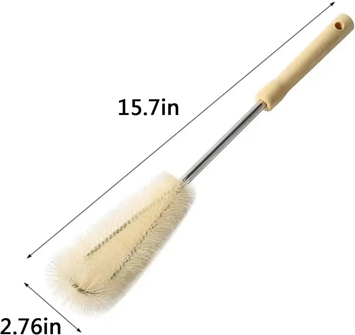 Nettoyeur de brosse de bouteille avec Long manche en bois, brosse de nettoyage de bouteille d'eau, poils naturels, brosse de bouteille de gommage de cuisine pour pichet de tasse