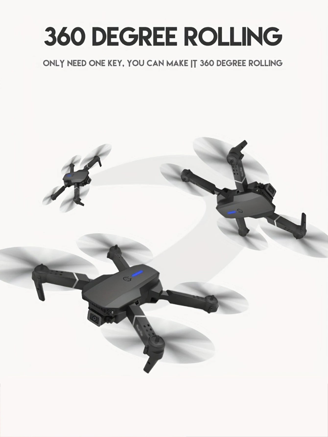 E88 4K Professional Drone, Wide-Angle HD Camera, WiFi FPV, Altitude Hold, Foldable RC Quadrotor Helicopter, Children's Toys (Camera Not Included)