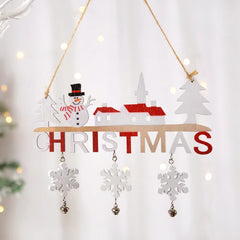 Wooden Christmas decorations, wall pendant with porch letters, snowman, creative decorative craft