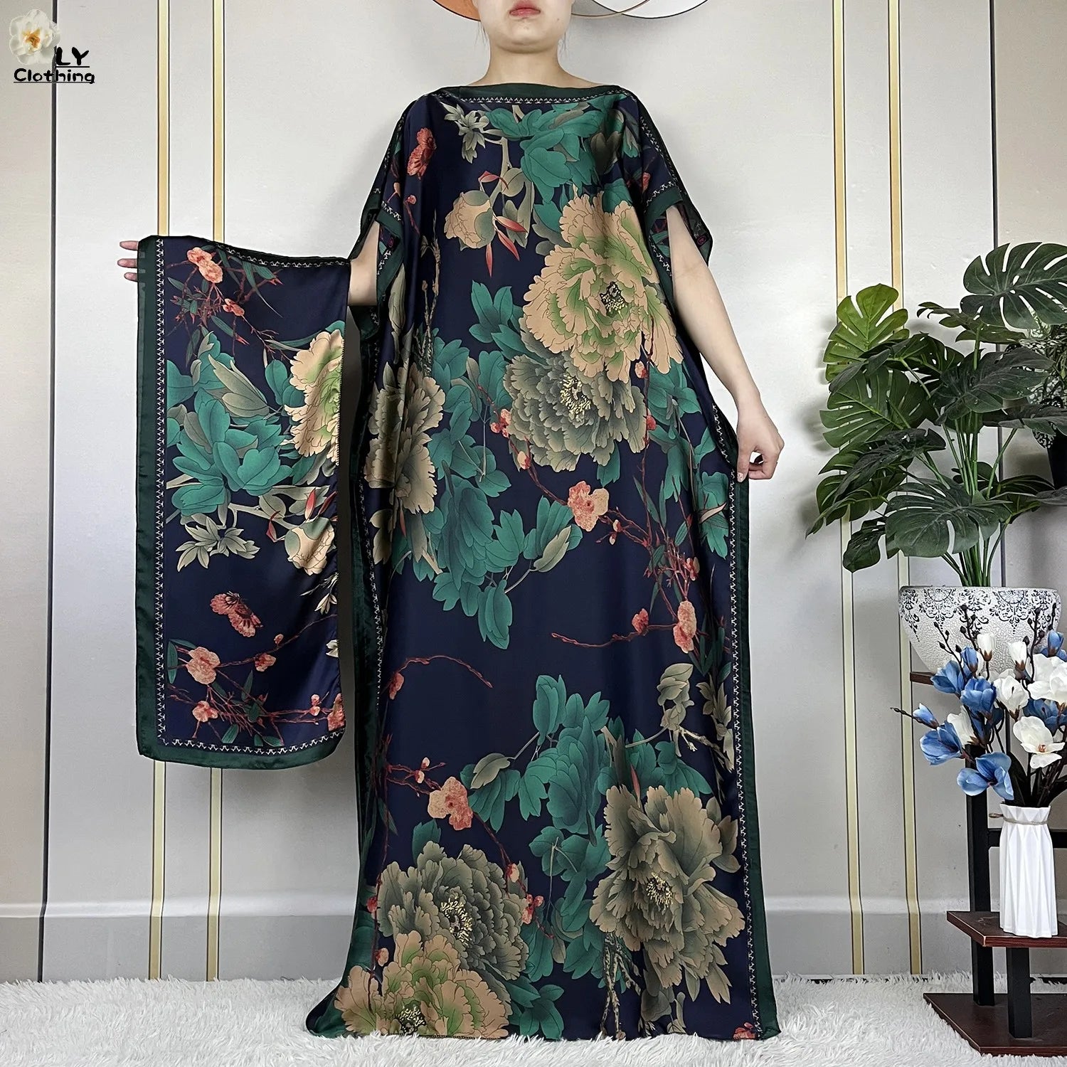 Muslim abayas with belt for women, African maxi dress, elegant evening dress, soft printed turban, new fashion, 2023