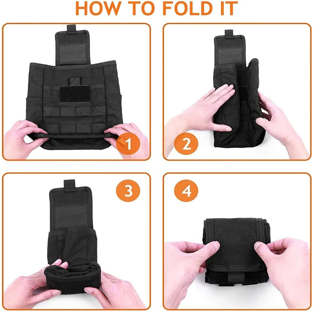 Pochette de décharge pliable Molle, sac de taille de recyclage, sacs utilitaires de chasse pour Sport de plein air, accessoire d'outil EDC, sac de récupération pliable