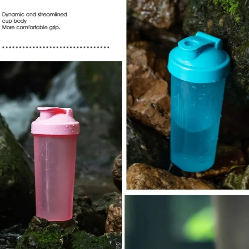 Bouteille Shaker de 600ml, bouteille en plastique Shaker de protéines de 20oz, bouteille de Fitness Portable pour les amateurs de Fitness et les athlètes