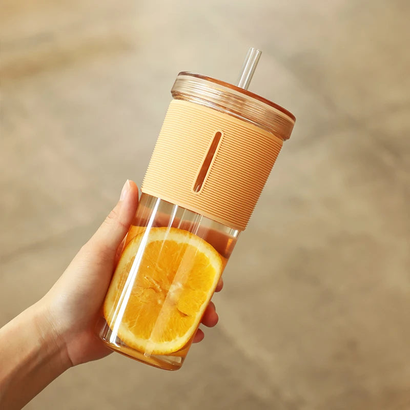 Tasse à café de grande capacité de 710ml/24oz, bouteille d'eau en plastique avec paille, tasses transparentes et réutilisables résistantes aux hautes températures avec paille