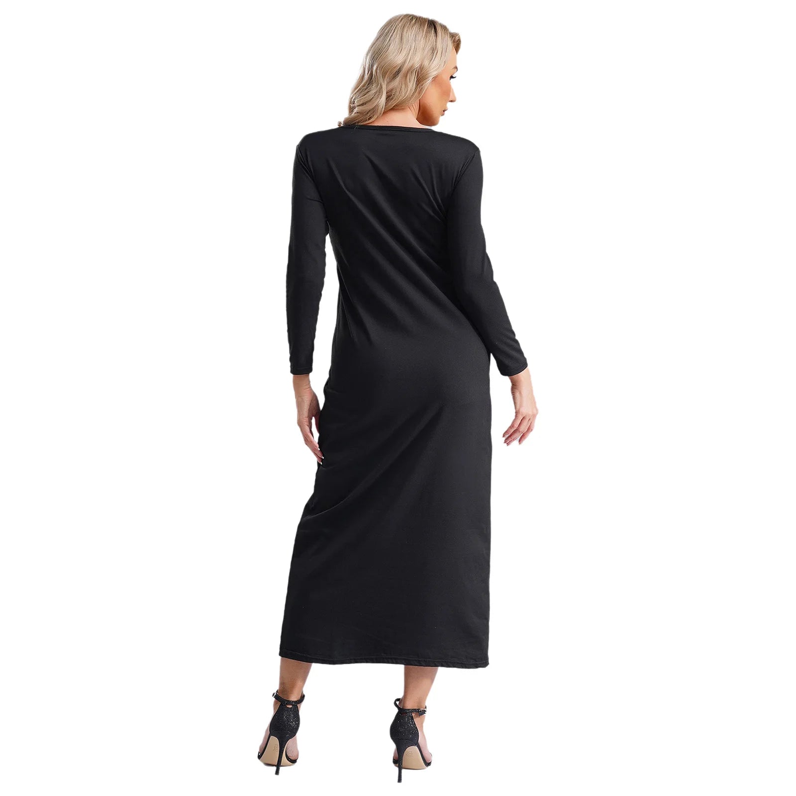 Femmes Abayas robe arabe islamique à manches longues prière musulmane dubaï caftan longues Robes ample basique Maxi robe longue dubaï caftan