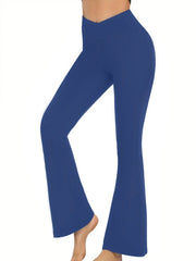 TUNIControl-Leggings évasés croisés pour femmes, pantalons de yoga, bas à cloche, taille haute, V, Bootcut