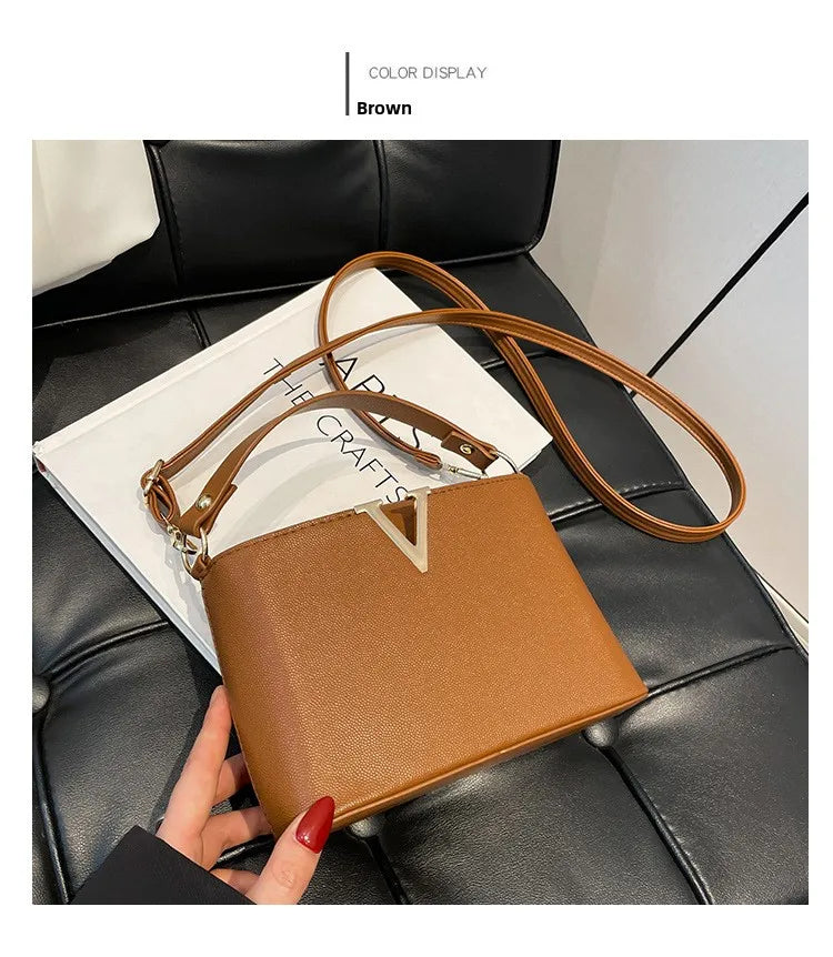 Sac fourre-tout de luxe pour femmes, sac seau élégant en cuir Pu en forme de V Chic, sac à main à couverture supérieure pour femmes, sac à bandoulière pour femme