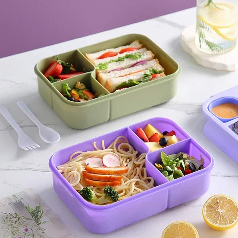 Bento Lunch Box for Kids Girls, Cartoon Students, Kawaii Cute Metropolitan, 3 Grid Sandwich, Snack Food Box, Special Canteen, Food Storage