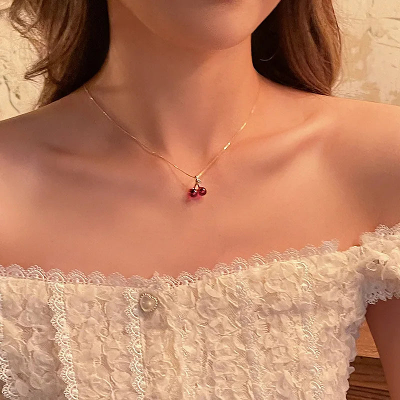 Collier de personnalité pour femme, bijoux de mariage, cadeaux d'anniversaire, vin rouge, aucun pendentif couleur or, ensemble de boucles d'oreilles, mode