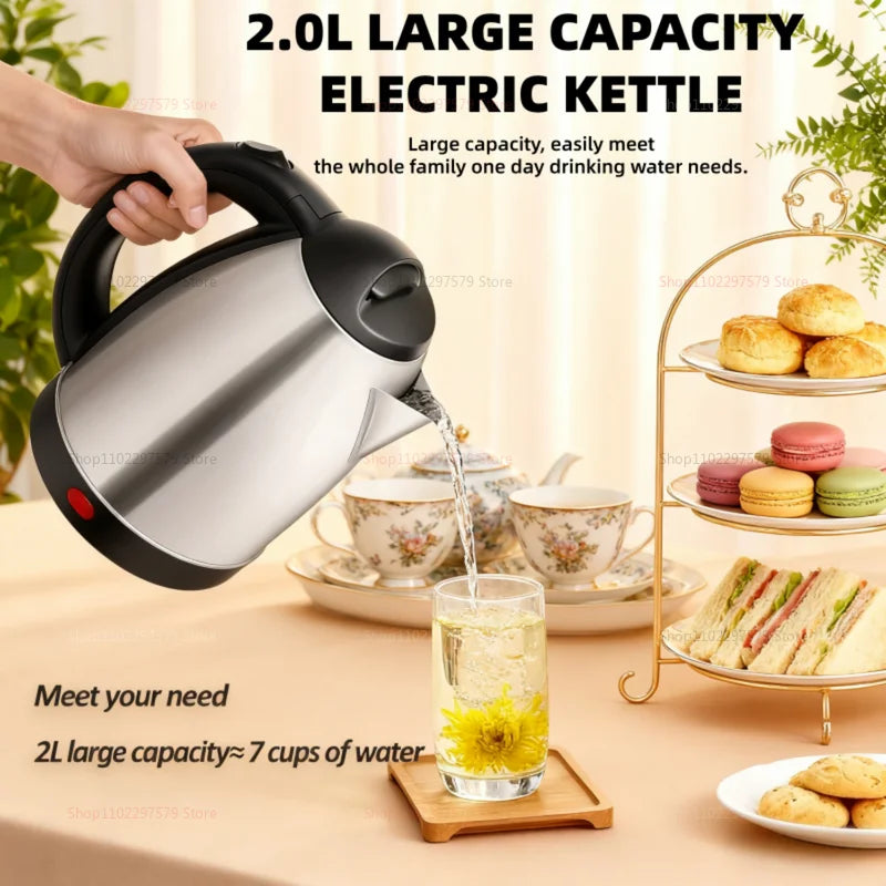 Bouilloire électrique intelligente ménage en acier inoxydable bouilloire à eau Portable 1500W eau bouillante Pot 2L bouilloire appareil ménager royaume-uni/ue