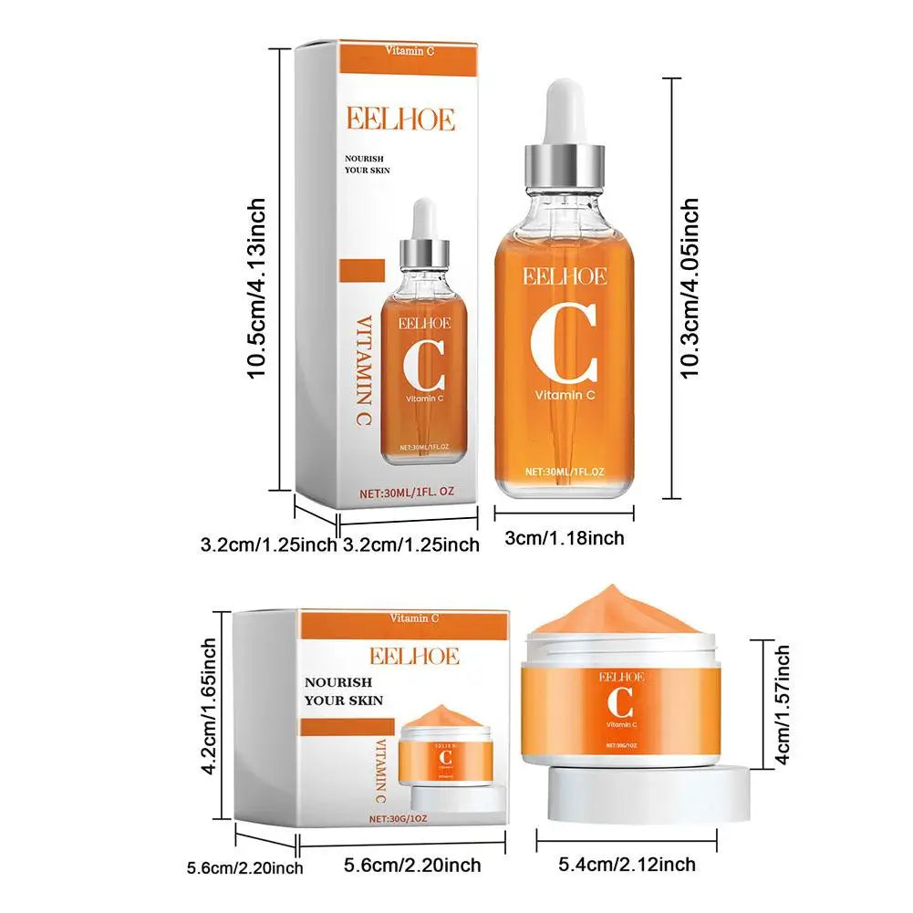 Sérum à la vitamine C et crème à la vitamine C pour le visage, série hydratante quotidienne, soin pour la peau hydraté et dodu, sérum éclaircissant, même le teint