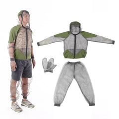 Outdoor mosquito-repellent jacket, Olympic-sized mesh hooded jacket, fishing and camping jacket, insect protection, mesh shirt, gloves and pants