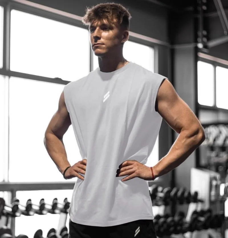 Camiseta deportiva sin mangas para hombre, chaleco de secado rápido, transpirable, ample, pour entraînement, Verano