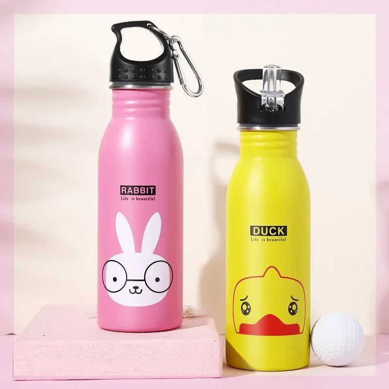 Bouteille d'Eau Froide Portable en Acier Inoxydable pour Enfant, Bouilloire pour Cyclisme et Camping, Style Kawaii