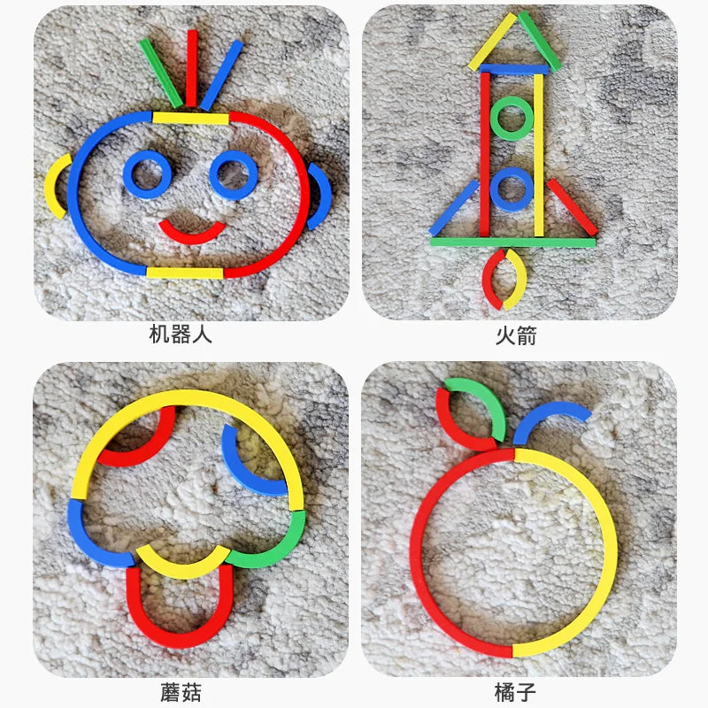 Jouets de puzzle pour l'éducation précoce des enfants, anneaux créatifs en bois, bâtons, puzzles, formation à la pensée logique abstraite, parent-enfant