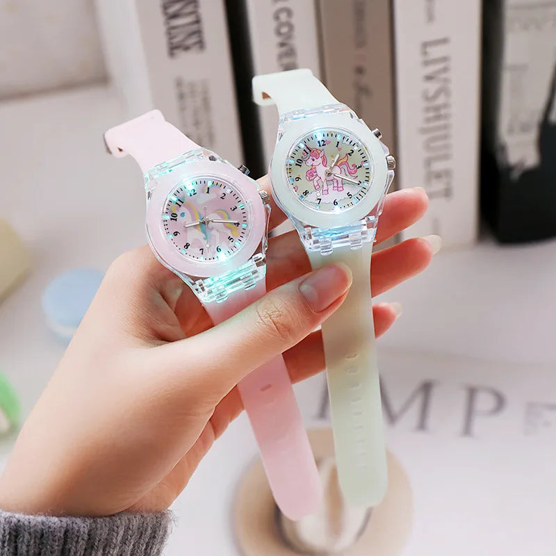 UTHAI C22 montre pour enfants montres brillent la nuit Quartz horloge numérique bracelet en Silicone mignon filles école primaire