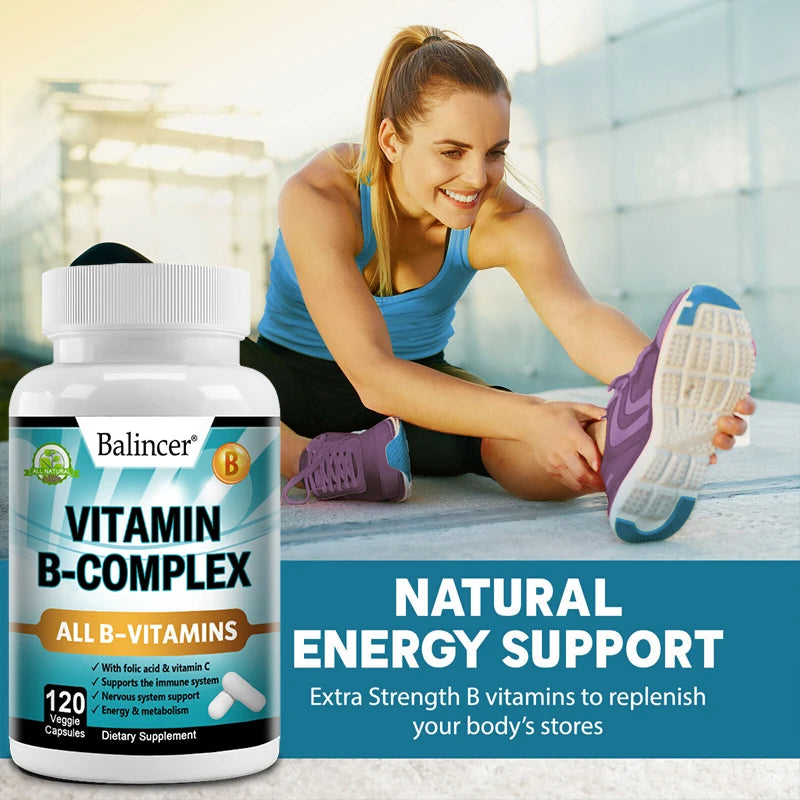 Complément complexe de vitamine B, contenant d'acide folique et de la vitamine C, soutient l'énergie, la santé immunitaire, le supplément antioxydant