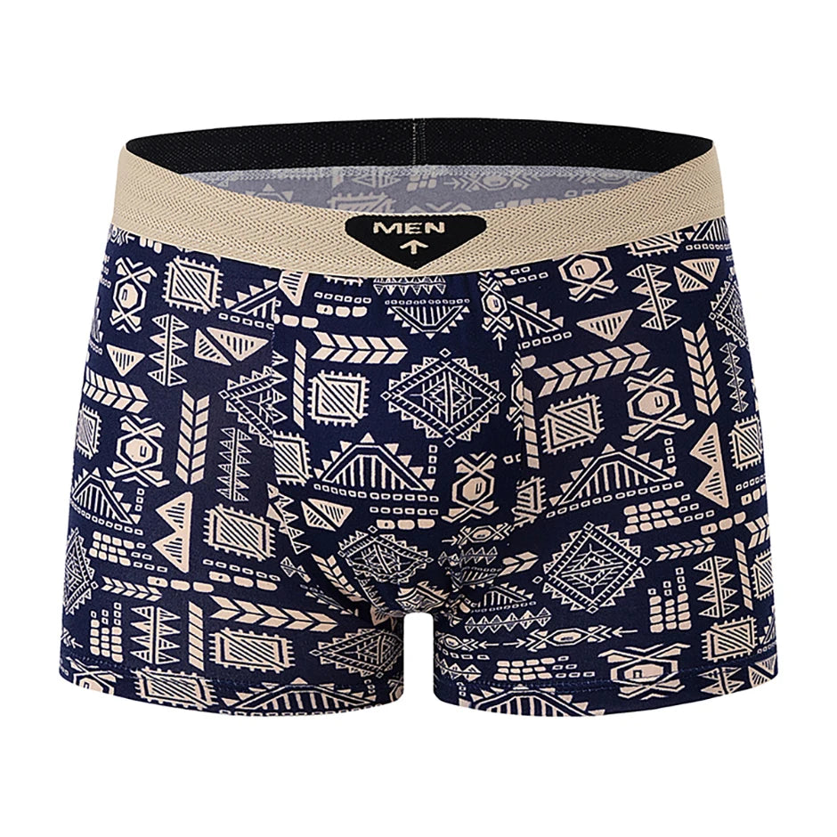 Fashionable and versatile printed underwear for men, 5-piece set, all seasons, comfortable, plus size, youthful boxer shorts, casual shorts