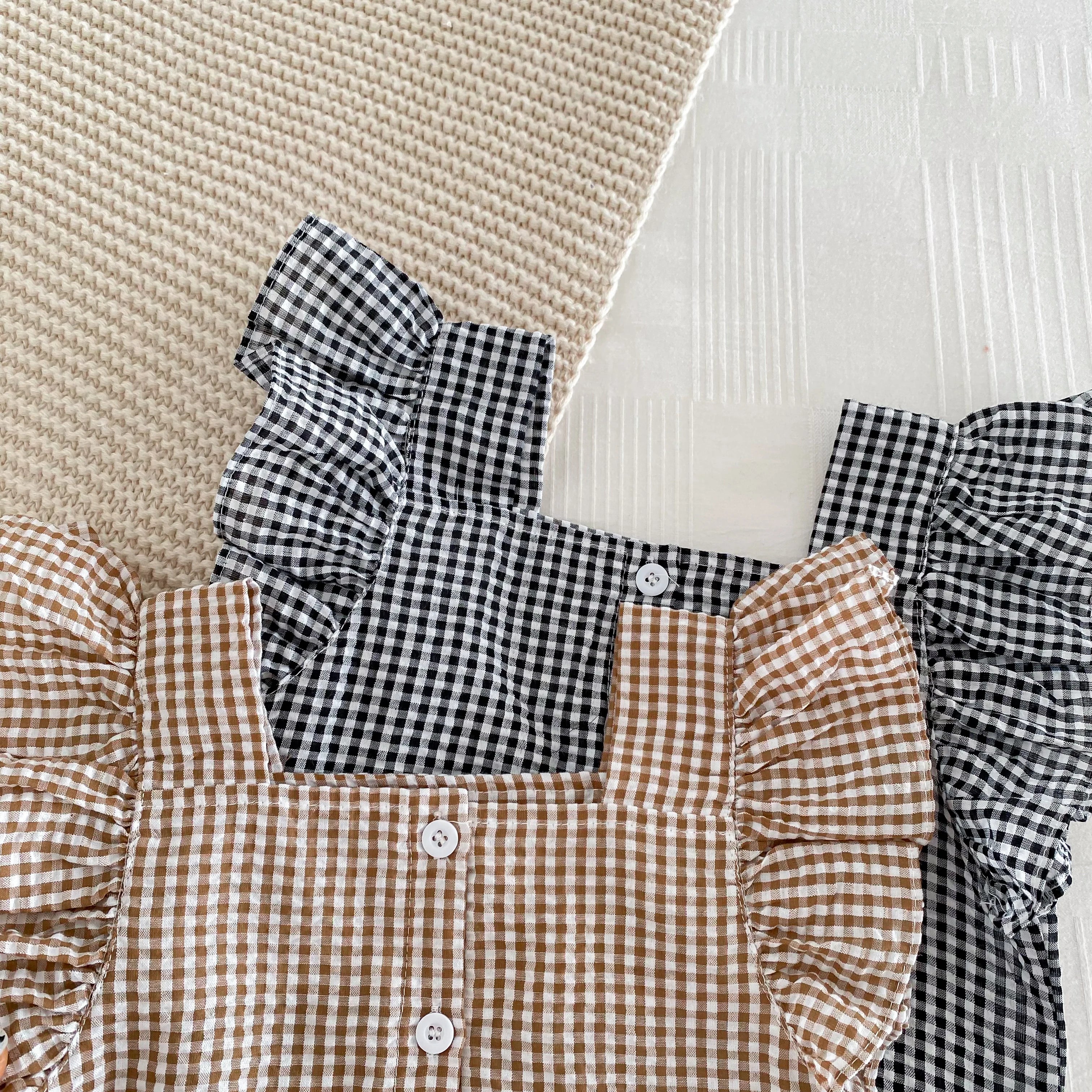 Tenue d'été pour enfants de 2 à 6 ans, vêtements pour bébés filles, chemisiers sans manches à carreaux + short, ensemble deux pièces