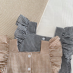 Tenue d'été pour enfants de 2 à 6 ans, vêtements pour bébés filles, chemisiers sans manches à carreaux + short, ensemble deux pièces