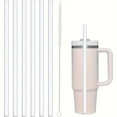 Paille de rechange réutilisable avec brosse pour livres, plastique transparent, compatible avec gobelet Stanley 40 oz 30 oz, 6 pièces, 30cm