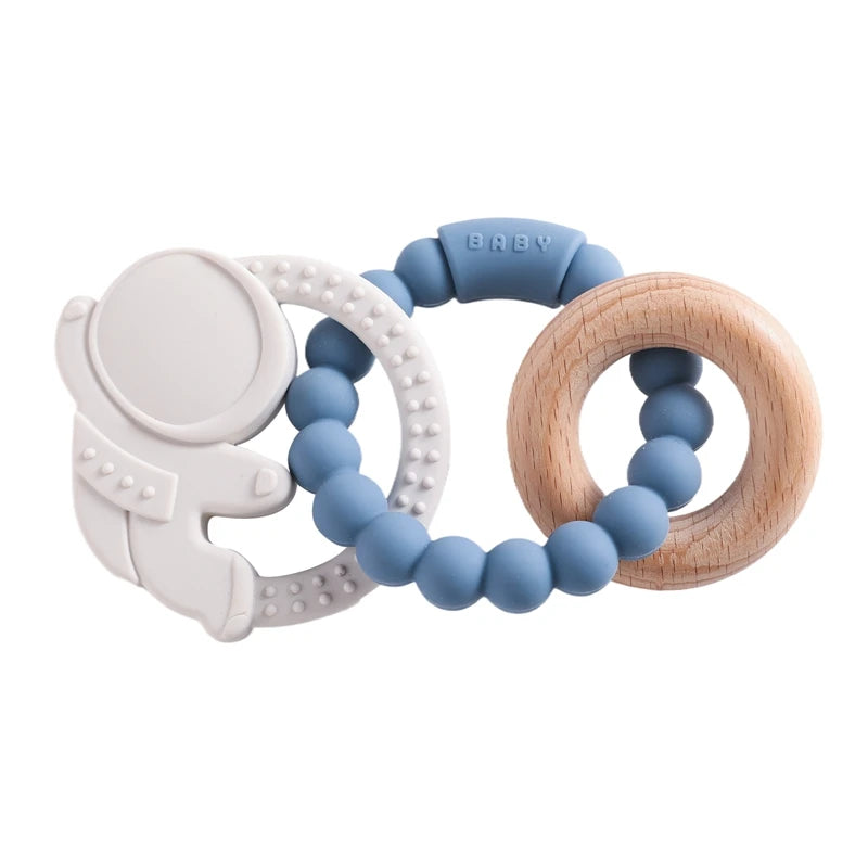 Anneau de dentition en Silicone pour bébé, 1 pièce, sans BPA, Bracelet en Silicone, feuille, jouets de dentition, anneau en bois, dent d'allaitement, jouets cadeaux pour nouveau-né